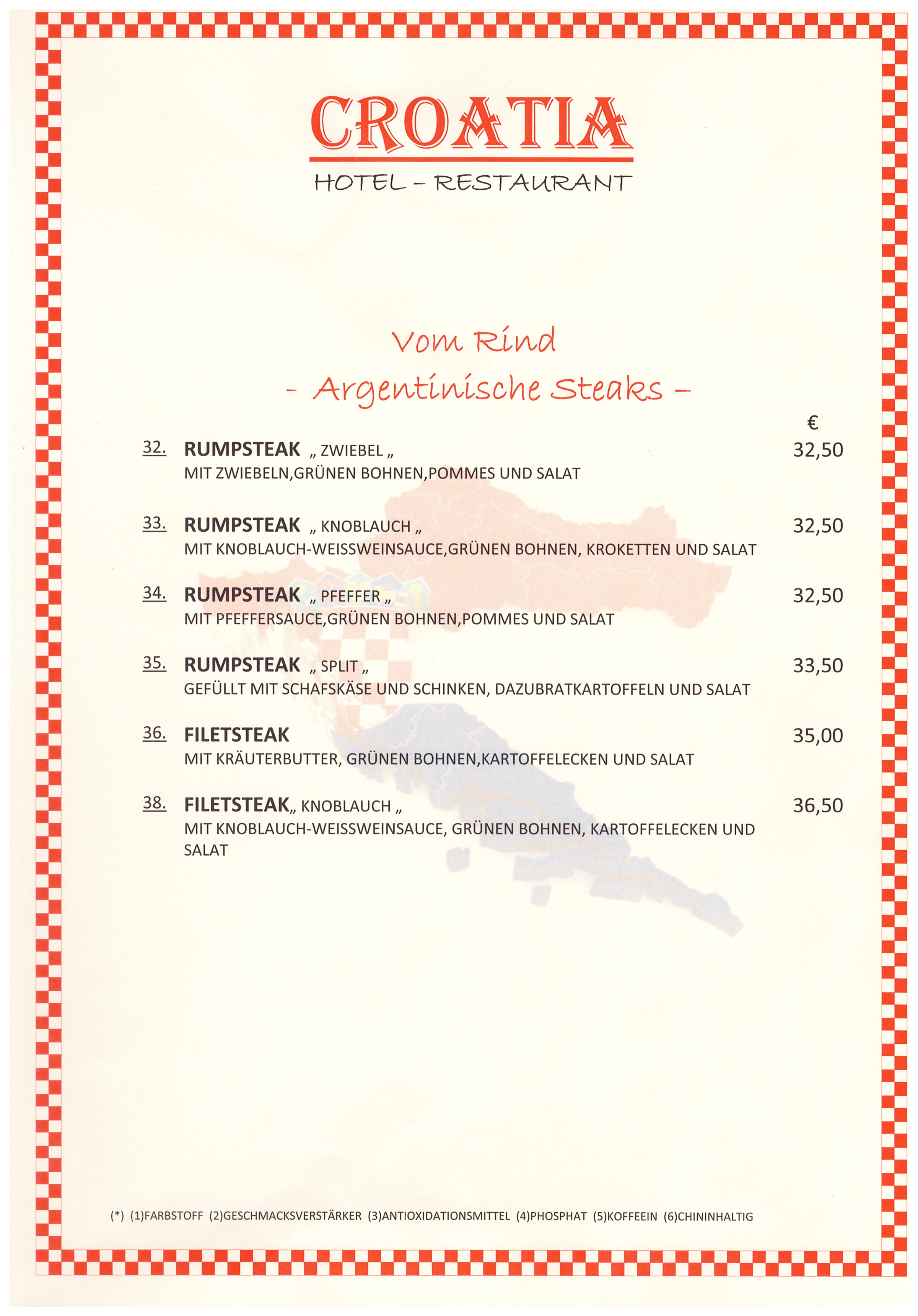 Speisekarte Seite 4 – Hotel Restaurant Croatia Idstein