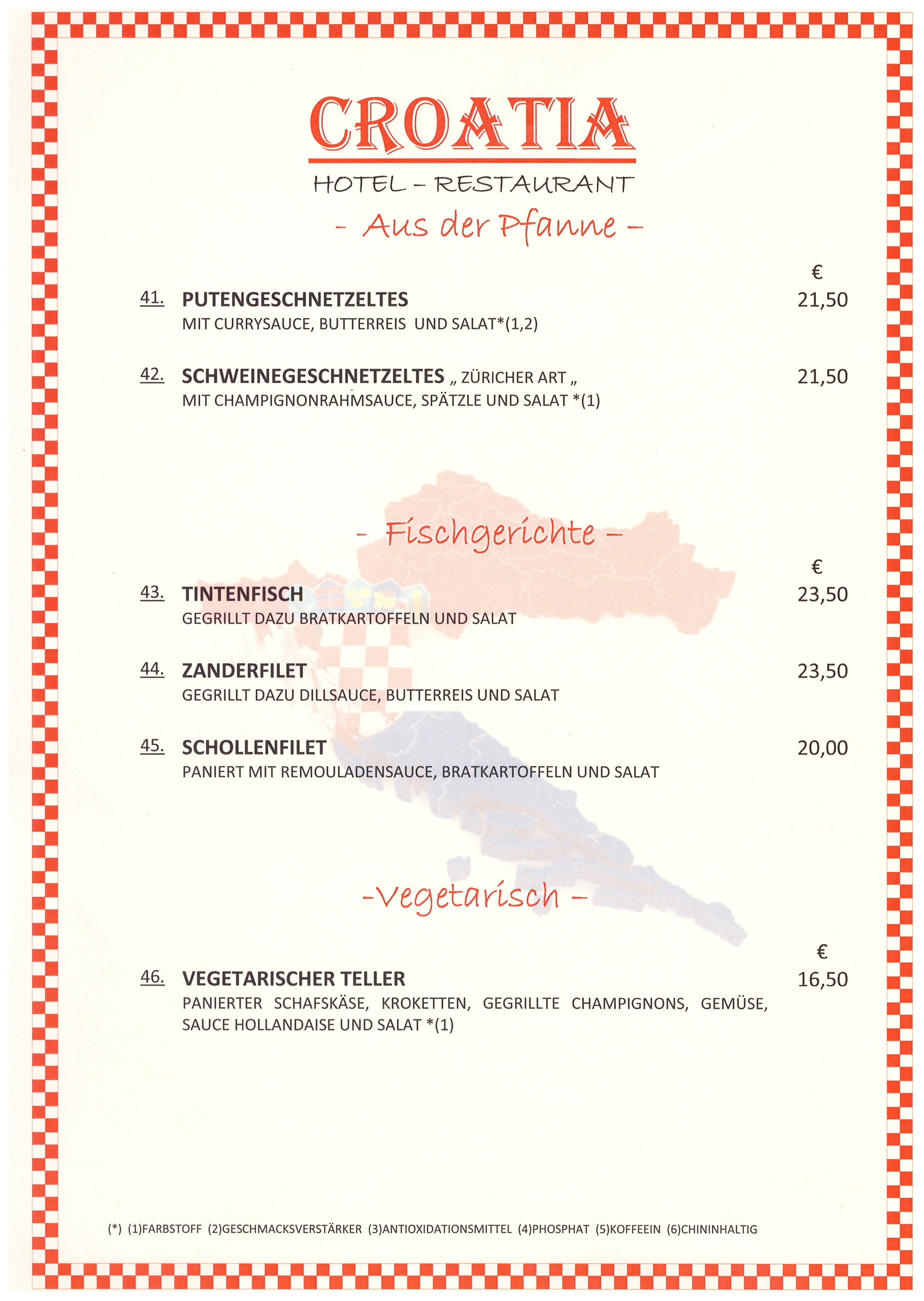 Speisekarte Seite 5 – Hotel Restaurant Croatia Idstein